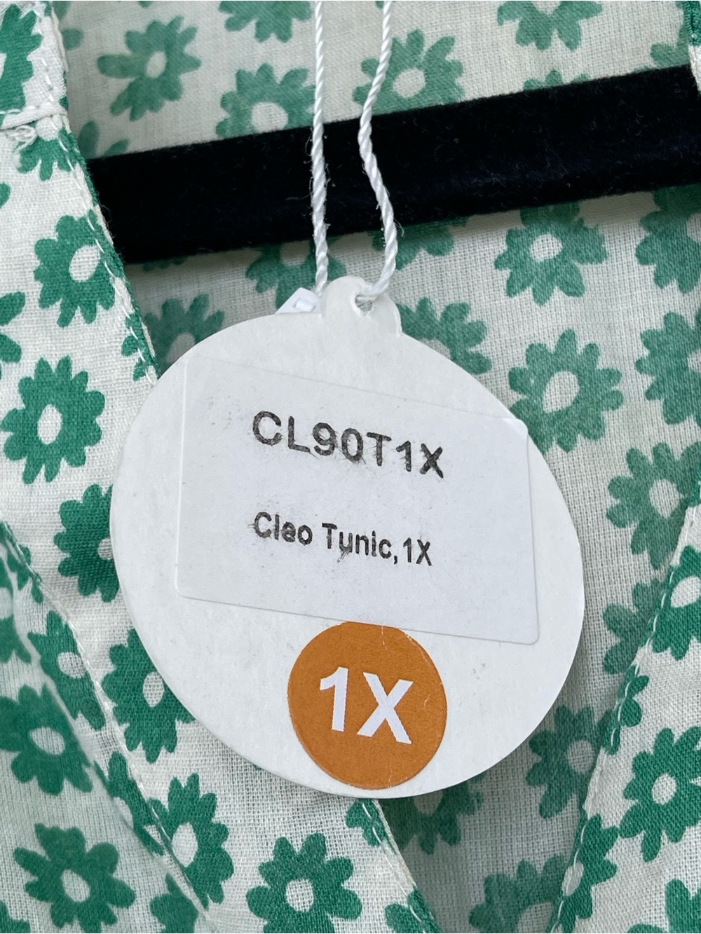 Mahogany Cleo Tunic Top 1X Green Floral Cotton Block Print Boho Cottagecore - Picture 4 of 10